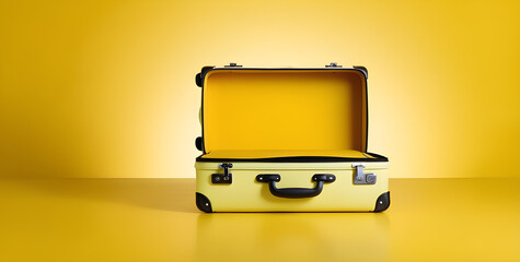 Suitcase adventure travel holiday or vacation concept and empty space for design