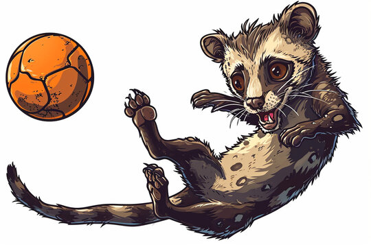 cartoon ferret playing ball