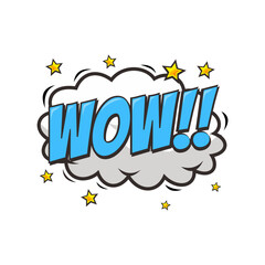 Obraz premium Wow text speech bubble cartoon template