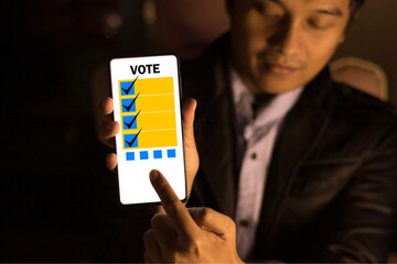 Smartphone voting Results Voting Participants with Hologram Technology Paper from Business...