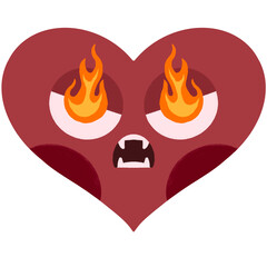 Mad heart shape emoji cartoon illustration