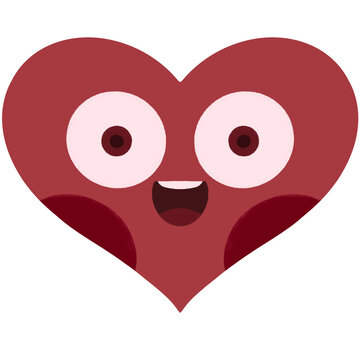Cute heart shape emoji cartoon illustration