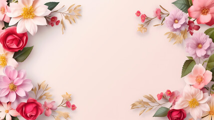 Fototapeta na wymiar Pink rose composition background, decorative flower background pattern, floral border background