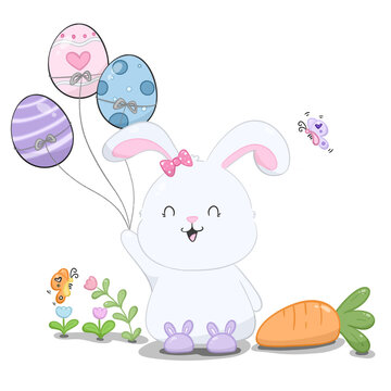 easter bunny with easter eggs balloon 