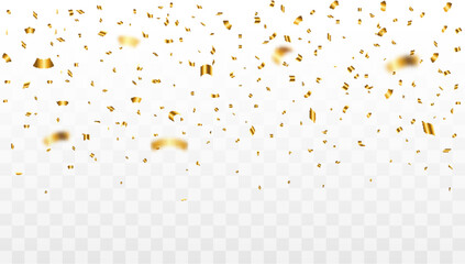 Falling vector confetti on a transparent background. luxury greeting rich card. Celebration Confetti Abstract Background. birthday, party, holiday, Celebration, - obrazy, fototapety, plakaty