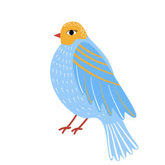 Bright bird, vector, flat style, childish, stylized bird.