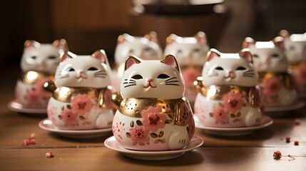 Obraz premium Adorably Cute Mini Kitten-Shaped Cakes in Pastel Colors
