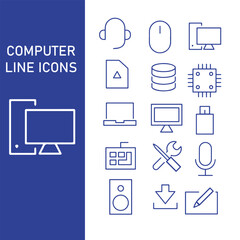 computer line icons set vector design