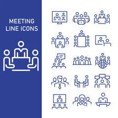 meeting vector icon set , business meeting vector icons set