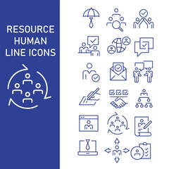 human resources vector icon set , business line icon