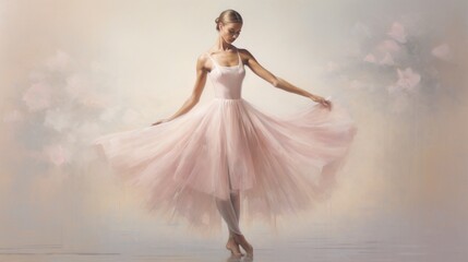 Fototapeta na wymiar Dance of Shadows: A ballet dancer's silhouette is cast against a textured background.