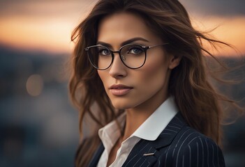 Fototapeta na wymiar Young, successful and confident businesswoman Beautiful lady boss, a female leader. business woman posing at camera. 
