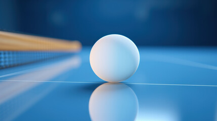 Ping Pong Ball on Blue Table Tennis Table