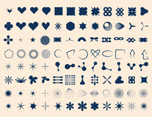 Set of groovy elements. Collection of retro shapes for nostalgic design.