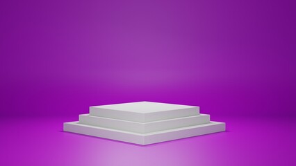 Display stand on purple background. Podium background on purple color. Blank background on purple colored.