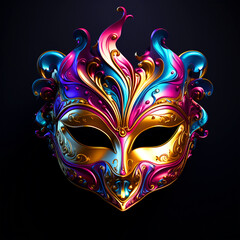 Decorative party face mask on isolated background - ai generative - obrazy, fototapety, plakaty