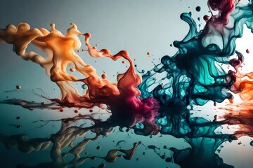 Splash of paint, colorful smoke Abstract background. Motion Color drop in water,Ink swirling in water, Colorful ink in water abstraction.Fancy Dream Cloud of ink in water soft focus-