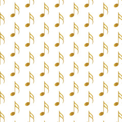 golden musical note pattern, gold music vector seamless pattern, Musical note pattern