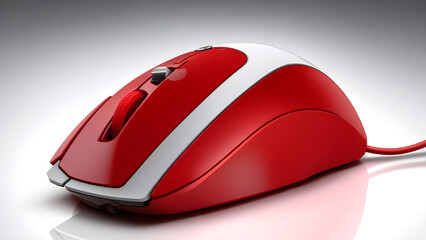 Red computer mouse on white background Ai Generated
