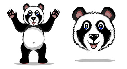 cute panda Vector illustration isolated on colorful Set . flat vector illustration
