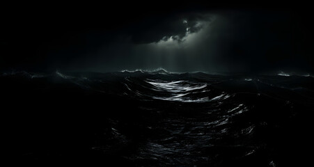 a large dark stormy wave is on the ocean