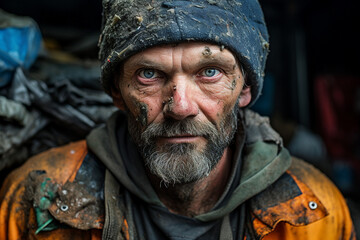 Obraz premium Generative AI picture of dustman who keeps streets clean and takes away trash city service