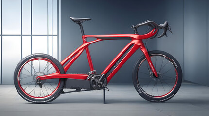 Fototapeta na wymiar Red bicycle on the street Ai Generated