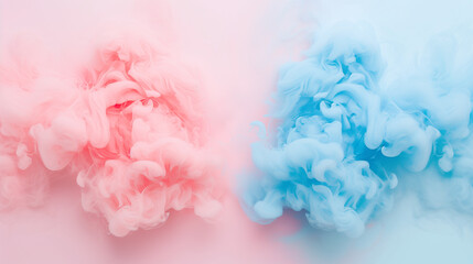 Pink and blue smoke bomb explosion background for gender reveal, boy or girl, pregnancy, baby, oh baby party - Powered by Adobe