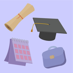 Concept education icons list. Documents icon, blue and pink colors. Vector illustration
