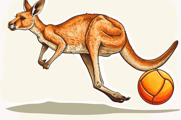 cartoon kangaroo playing ball