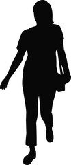 a woman walking body silhouette vector