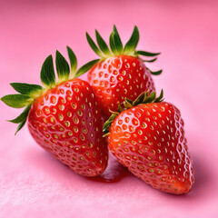 strawberries on a pink background