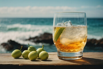 cocktail on the background of the sea