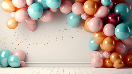 Fototapeta na wymiar Colorful balloon decoration for birthday celebration