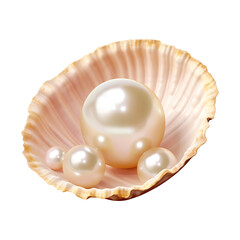 Pearl in shell on white background