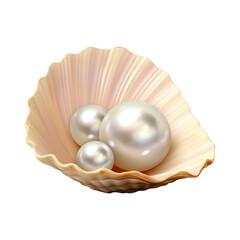 Pearl in shell on white background