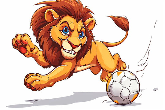 cartoon lion playing ball