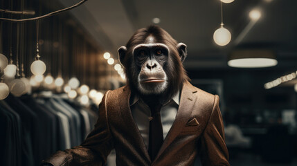 Elegant Monkey in Suit Under Bright Lights 5