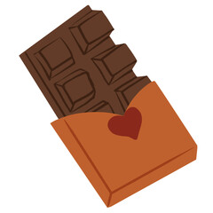 Chocolate bar, valentine cartoon illustration
