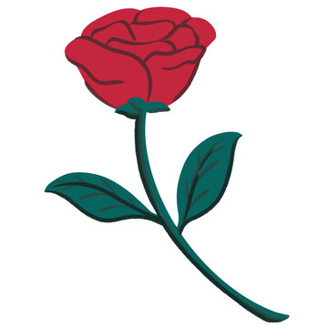 red rose valentine cartoon illustration