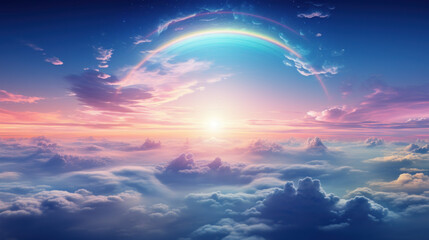 Fototapeta na wymiar Colorful Sky with Sunlit Clouds