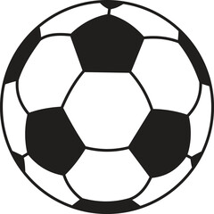 Simple drawing of a soccer ball. The black ball is separated from the background.