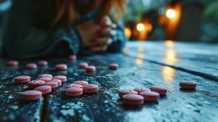 Homeless drug addict in a drug den, end of life, pills, syringes, prohibited substances, addiction, say no to drugs