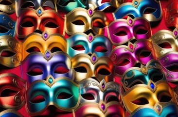 Bright multi-colored carnival masks