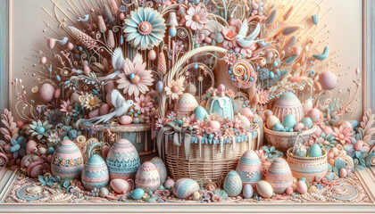 Springtime Splendor: A Basketful of Easter Joys"
illustration, template