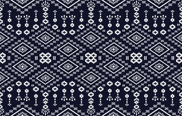 The shapes are arranged in a repeating pattern that is both intricate and visually appealing. Ethnic pattern design for textiles, home decor, and graphic design.