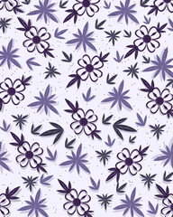 Cute hand drawn colorful artistic flowers print. Modern botanical pattern. Fashionable template for design. Cartoon style. Abstract hand drawn flower art seamless pattern illustration.