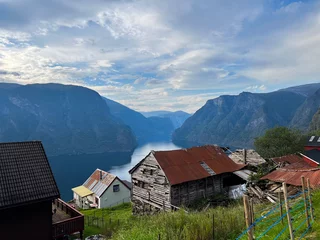 Foto op Aluminium Autumn landscape in Stegastein view point road, south Norway. Europe © Alberto Gonzalez 