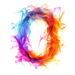 A colorful, flames numeral 0 on a white background. Ai generated.