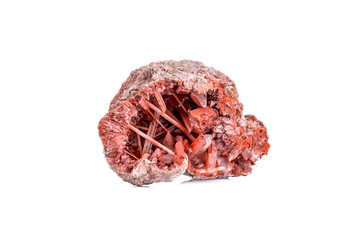 Red gypsum vug (from Chella, Comarca Canalde Navarres, Valencia, Spain) photography isolated on...